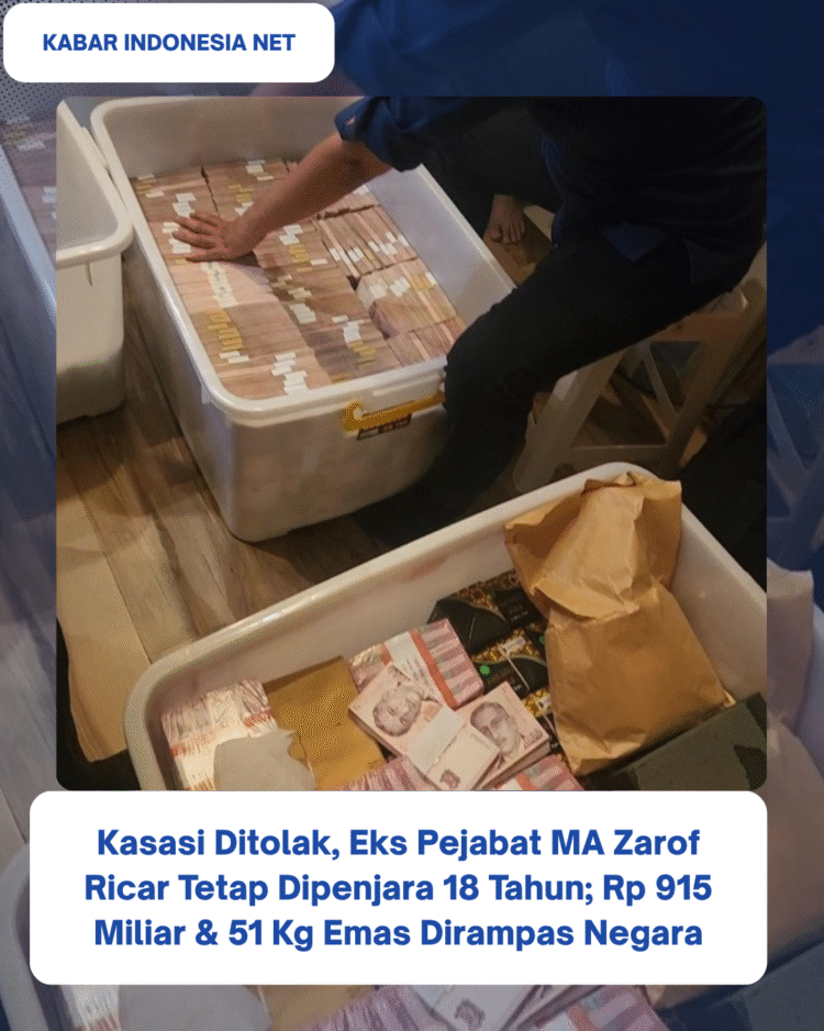 Kasasi Ditolak, Eks Pejabat MA Zarof Ricar Tetap Dipenjara 18 Tahun; Rp 915 Miliar & 51 Kg Emas Dirampas Negara